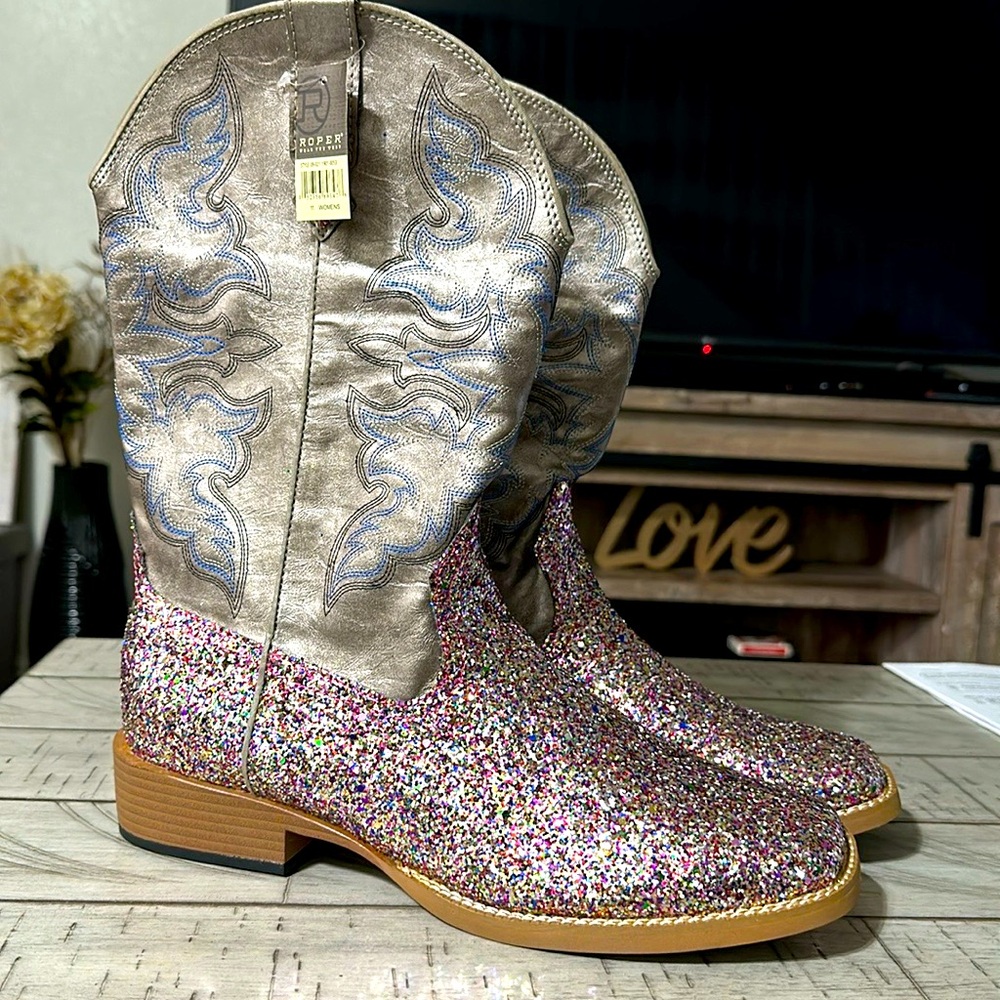 ♥️Multi Glittering Western Boots